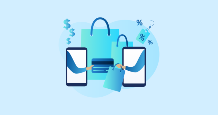 smartphone shopping bags illustration