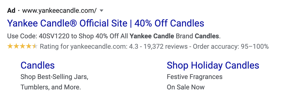 yankee candle seller ratings